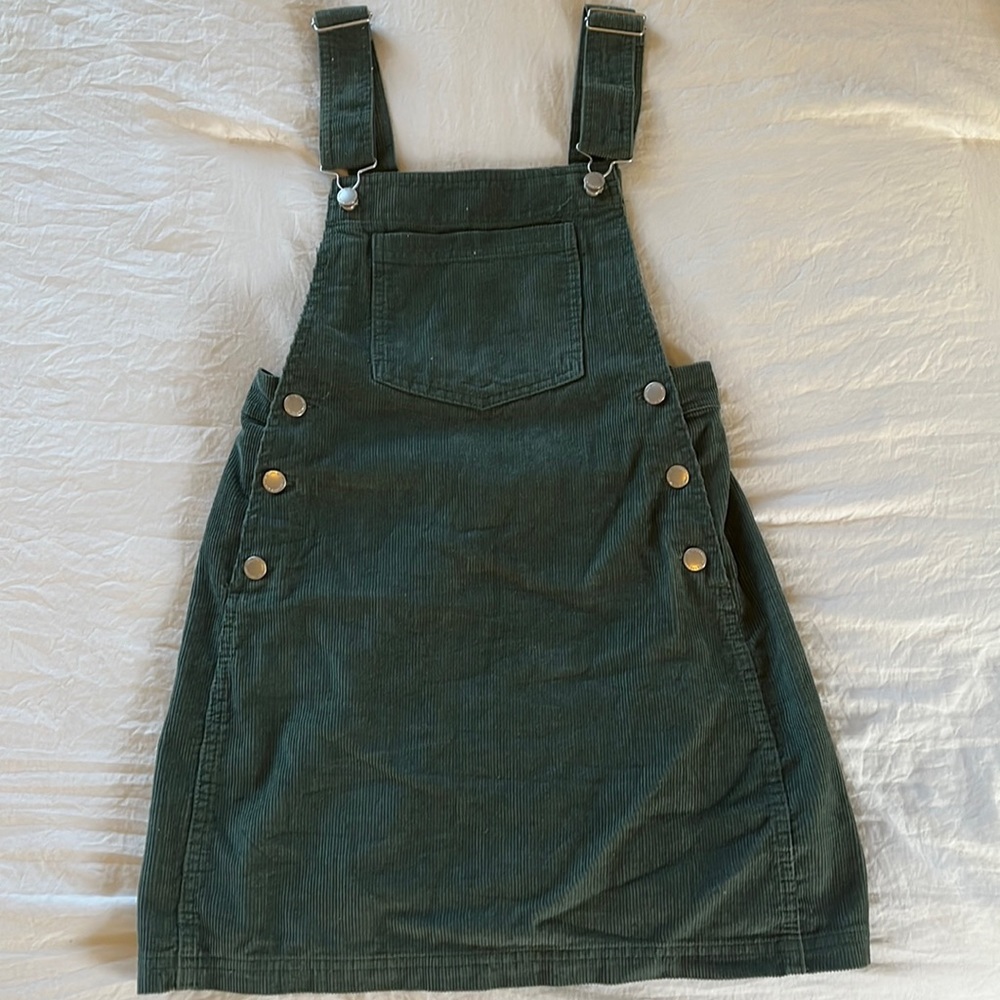 GREEN Corduroy overall dress